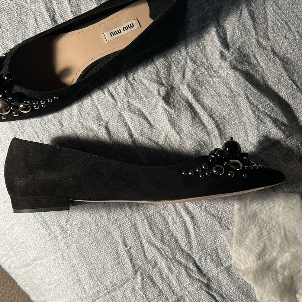 Miu miu flats suede with lots of bobbles - Picture 10 of 15
